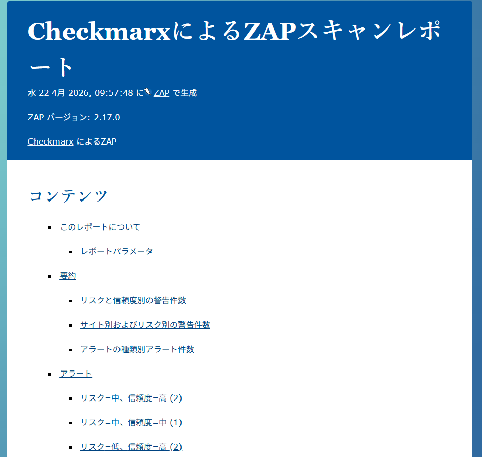 アクティブスキャン レポート１